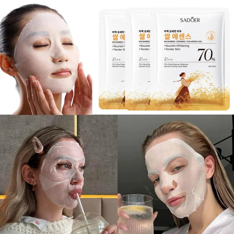 Rice Essence Face Sheet Mask – Niacinamide & Hyaluronic Acid | Korean Skincare