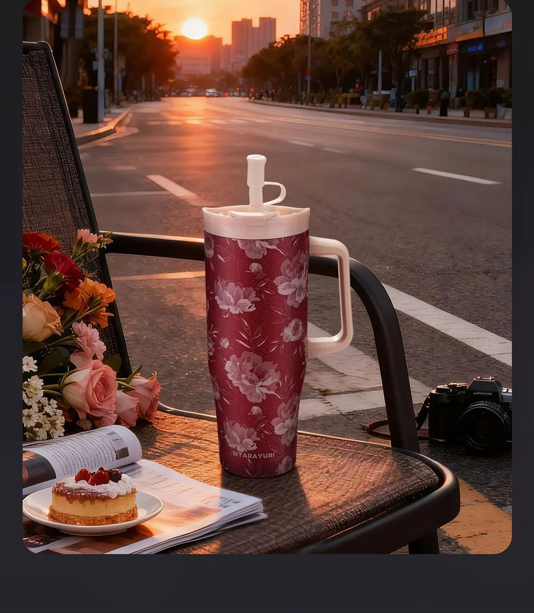 Garden & Bow Insulated Tumbler with Handle | 1200 ml