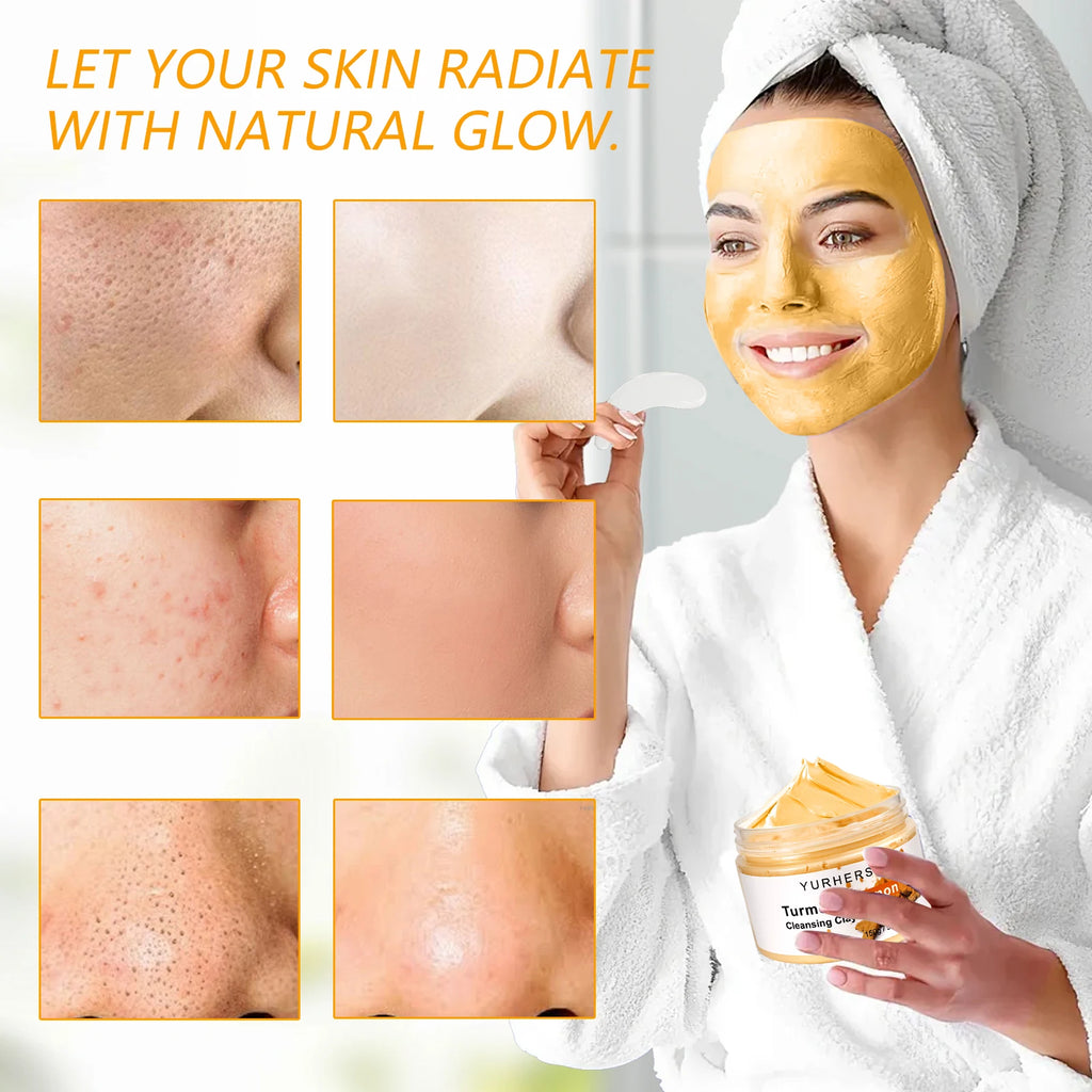 Turmeric & Vitamin C Clay Mask – Deep Cleansing, Pore-Minimizing & Brightening