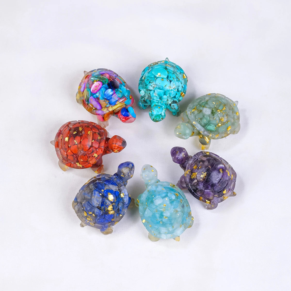 Natural Crystal Stone Turtle Statue — Reiki Figurine & Feng Shui Decor