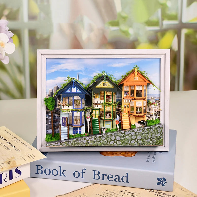 DIY European Cottage Miniature Dollhouse Kit – 3D Wooden Building Model for Adults