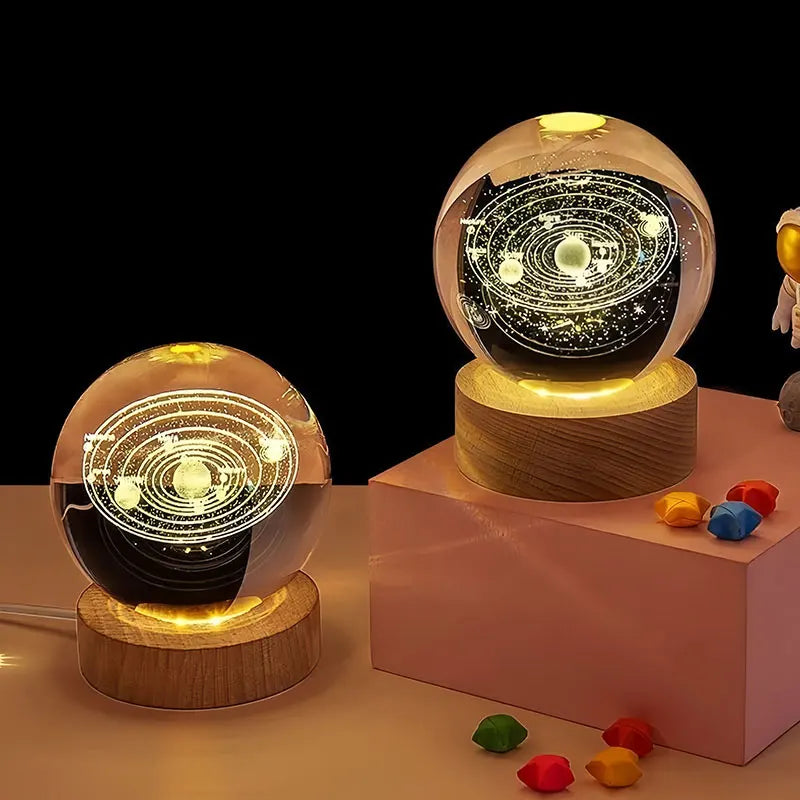 Engraved Glass Sphere LED Light | Zodiac & Whimsical Designs