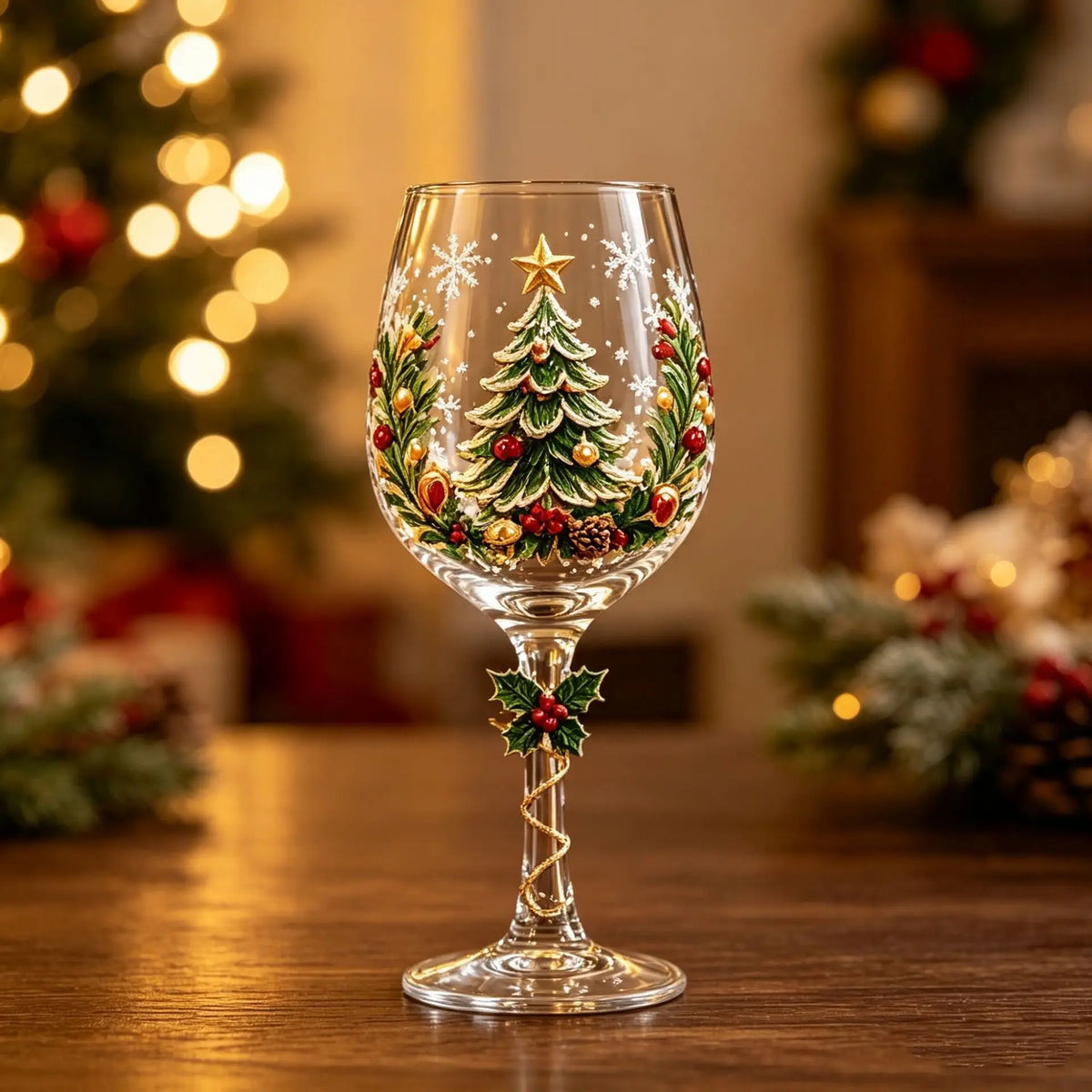 Merry & Bright Christmas Glass Goblets
