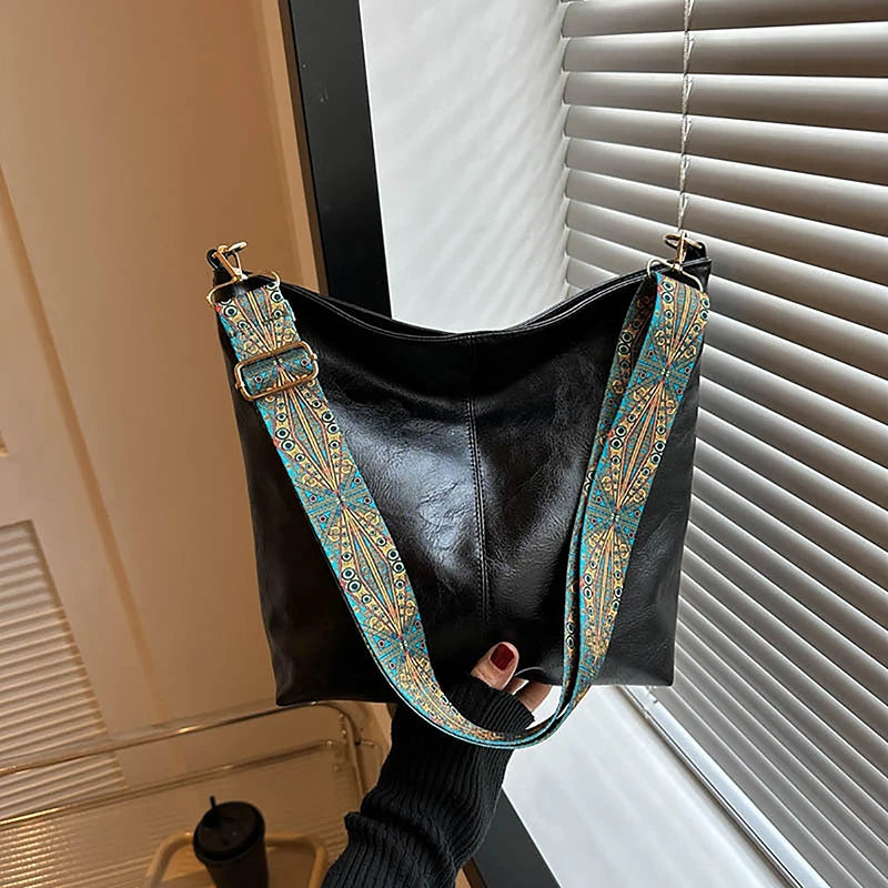 Wander Muse Faux Leather Bag | Wide Geometric Strap
