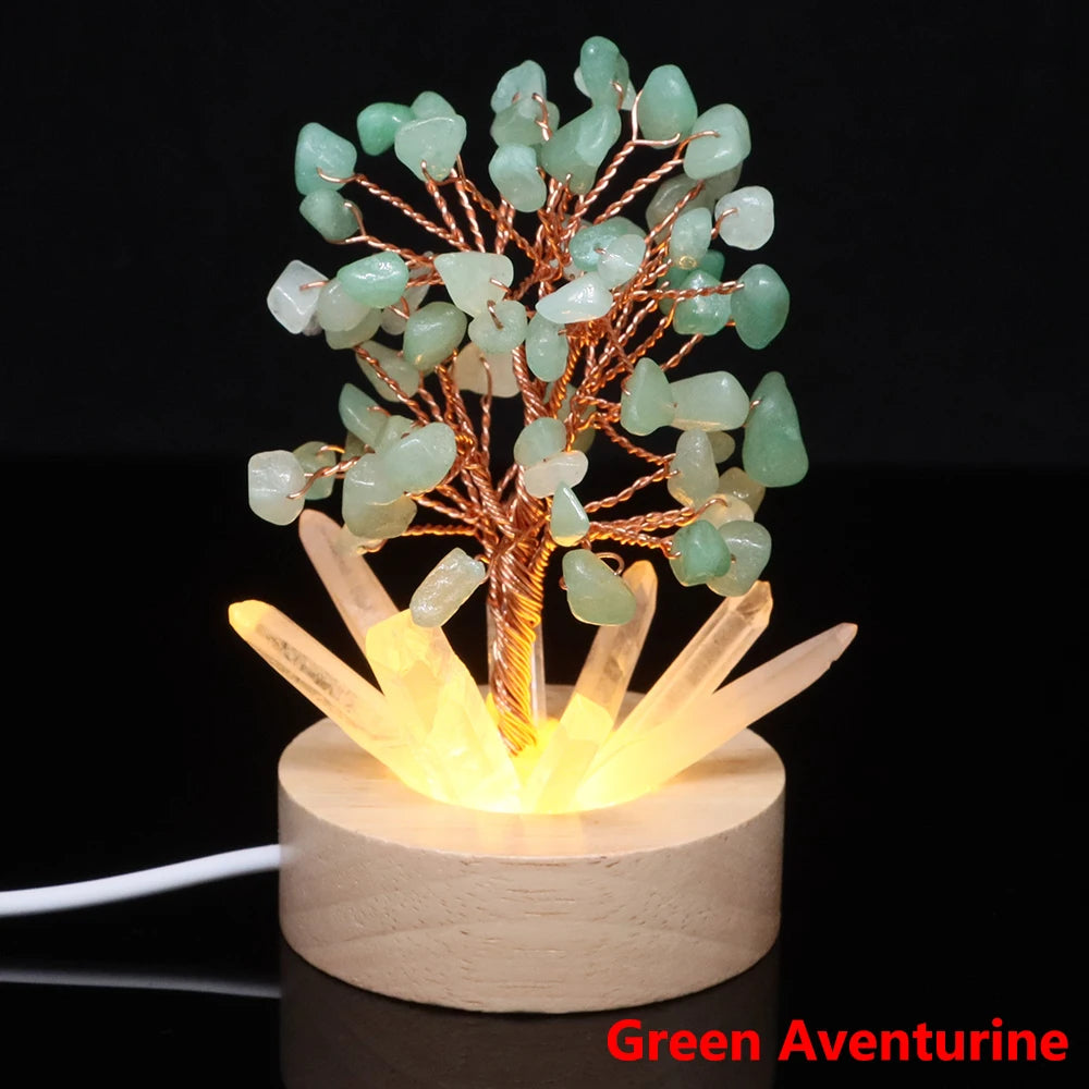Crystal Tree Lamp – Natural Stone Reiki Healing Décor