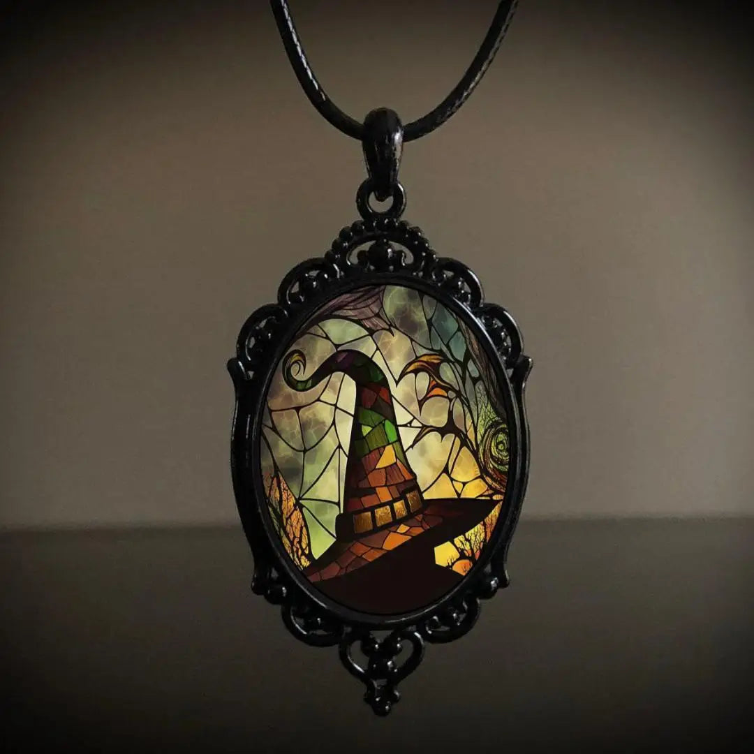 Gothic Crow, Cross & Witch Pendant Necklace