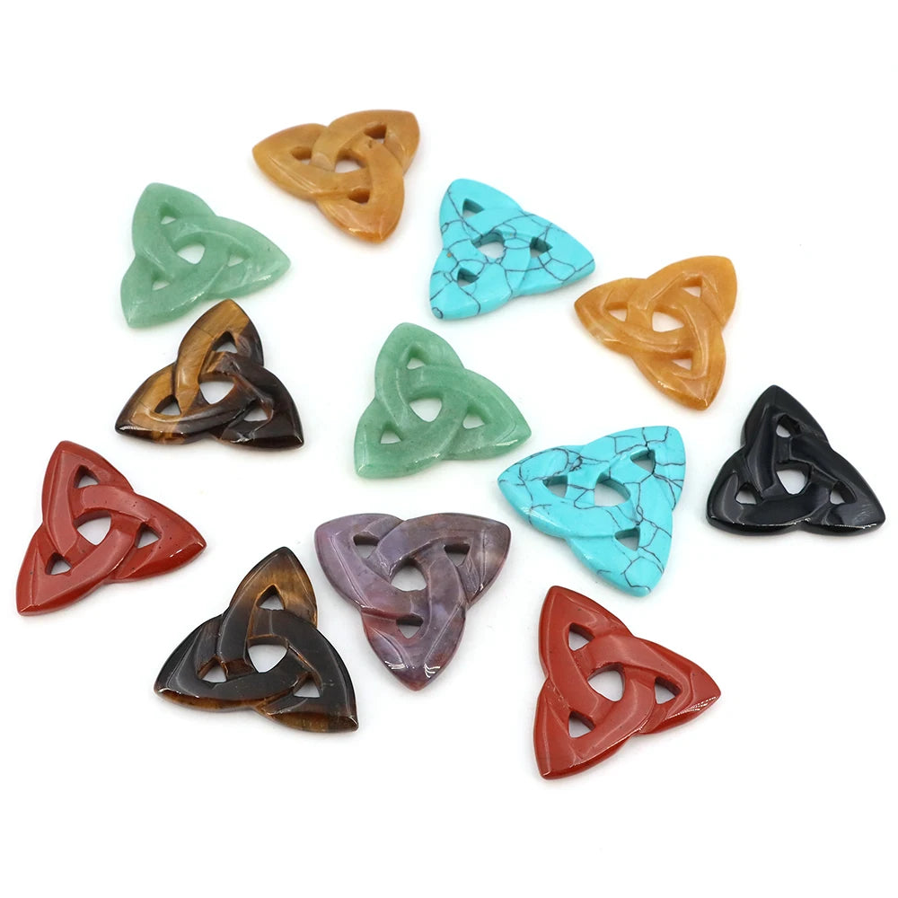 Natural Stone Celtic Knot Pendant Ornaments | Crystal Sets