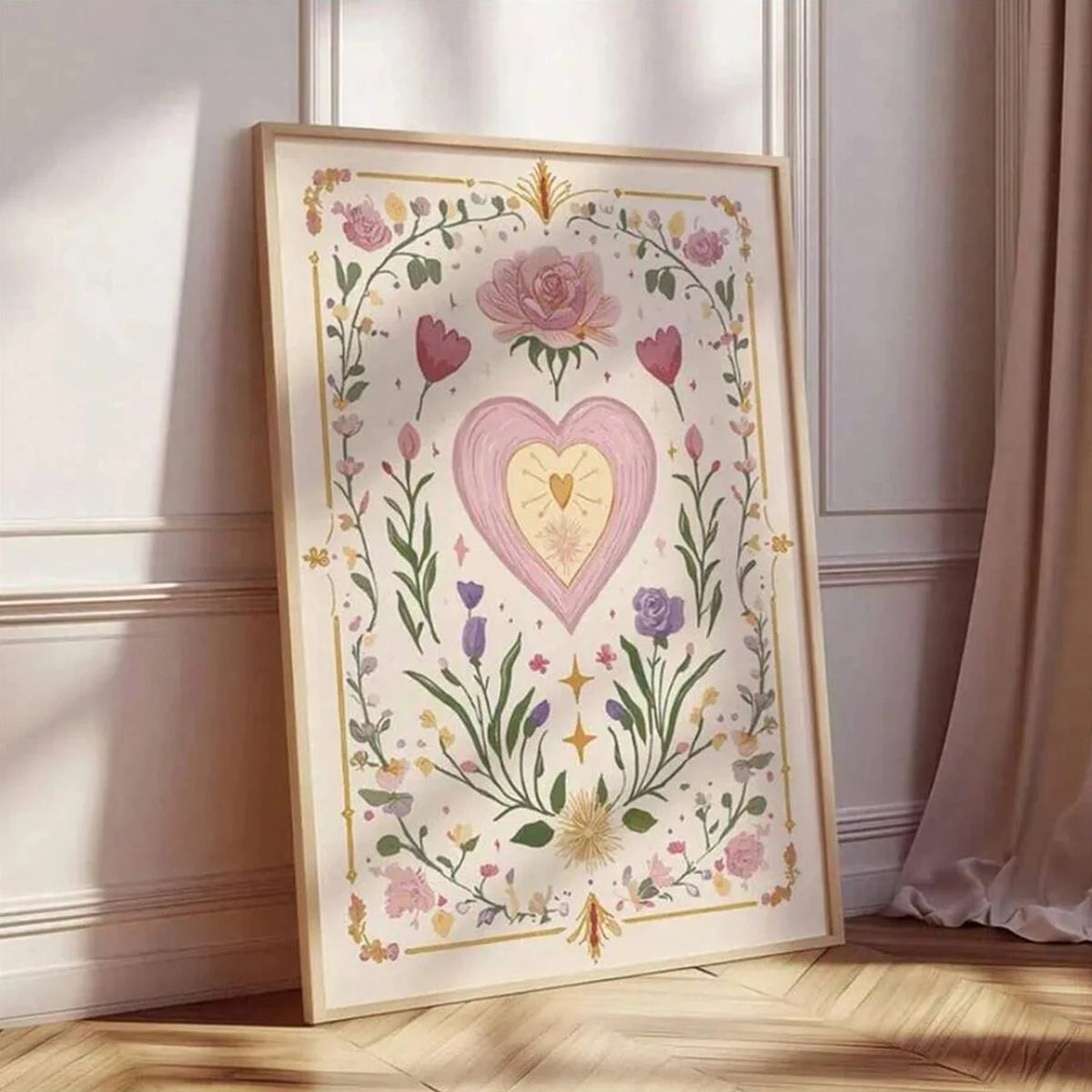 Boho Romantic Botanical Wall Art Print | Canvas Poster for Living Room & Bedroom