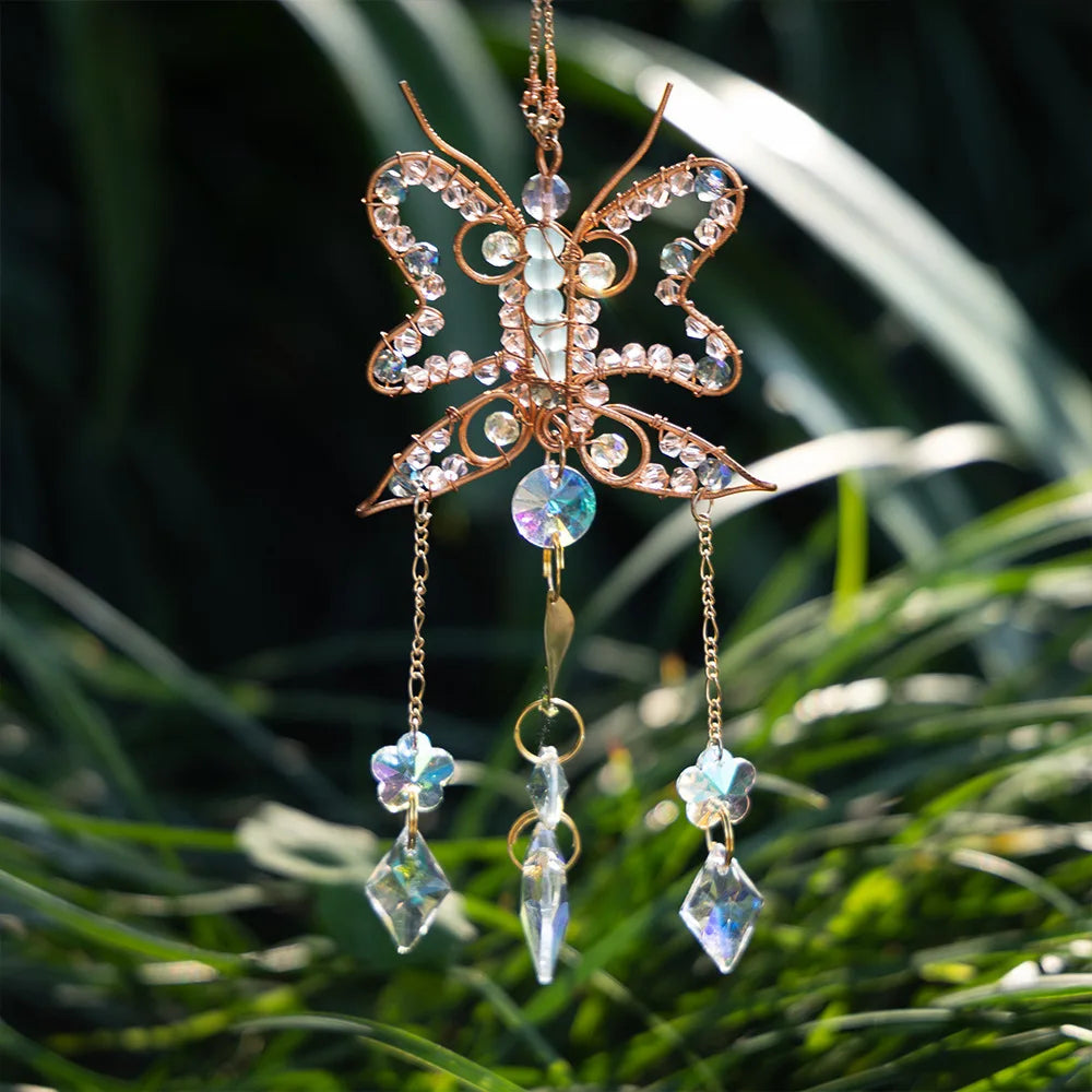 Handcrafted Crystal Wire Suncatcher — Celestial & Nature Prism Pendant
