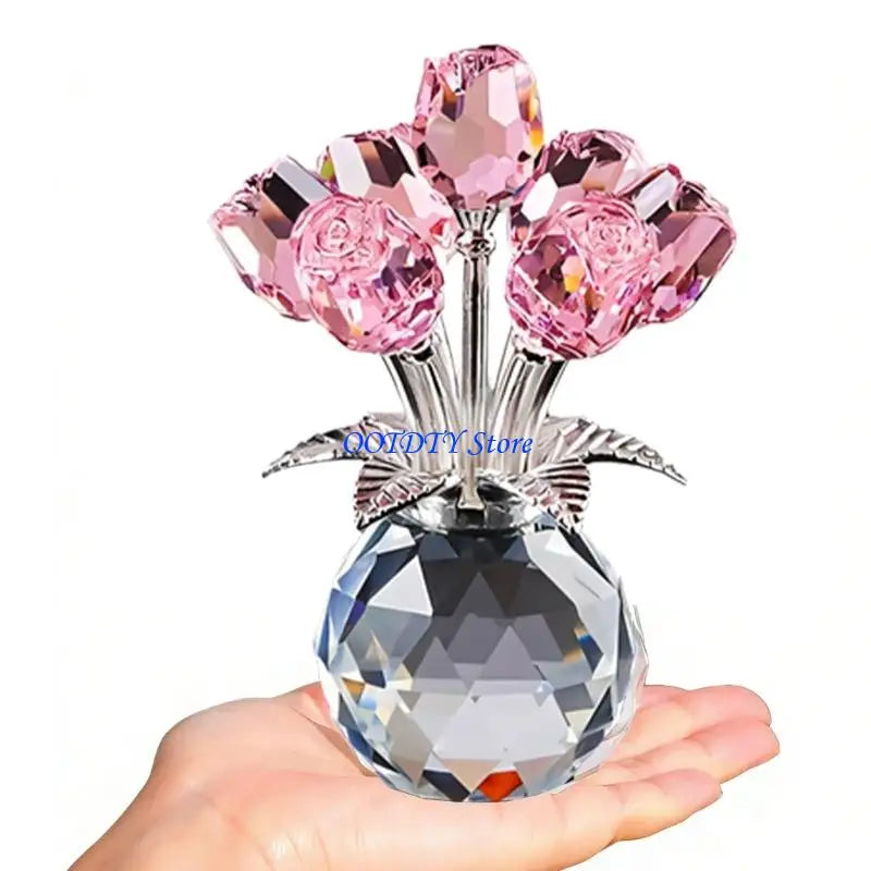 Handmade Crystal Rose Figurine — Elegant Flower Gift for Her