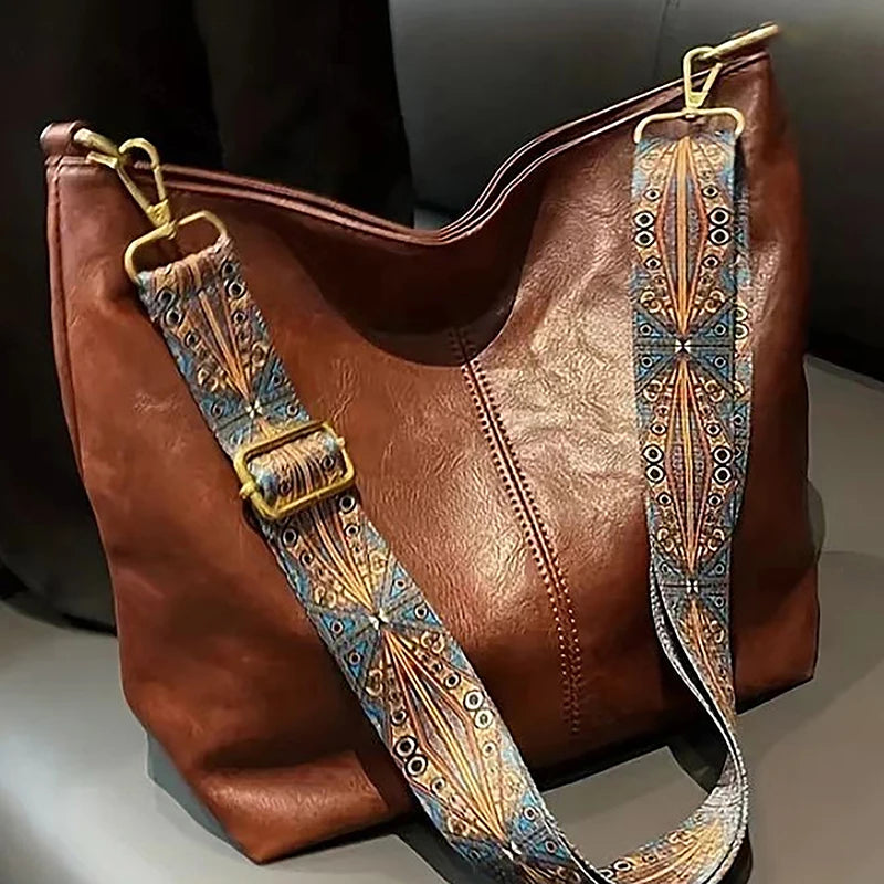 Wander Muse Faux Leather Bag | Wide Geometric Strap