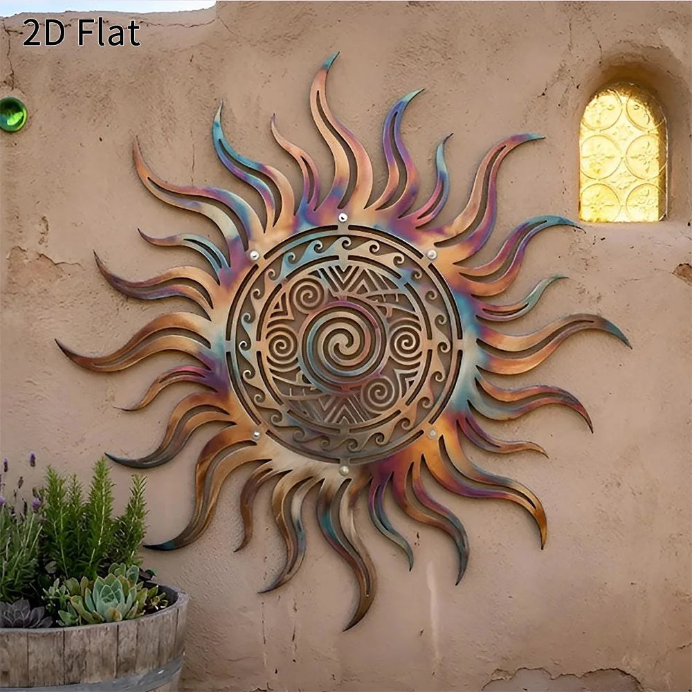 Rustic Boho Sunburst Iron Wall Art