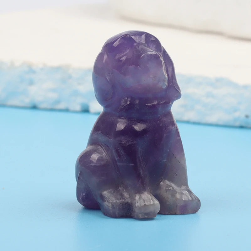 Mini Sitting Puppy Figurine | Stone & Opalite Options