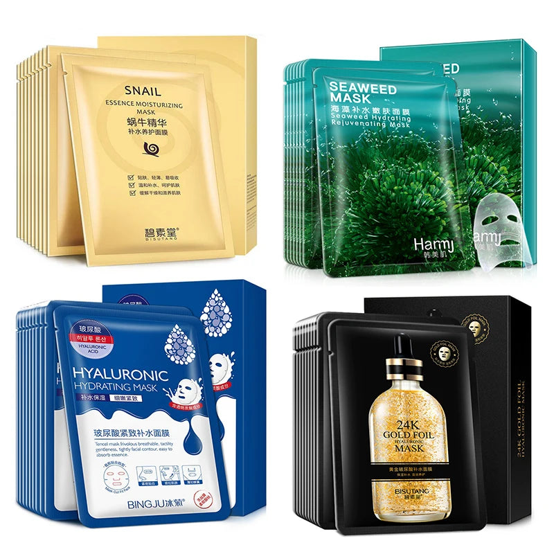 Snail & Hyaluronic Acid Face Sheet Mask – 10pcs | Korean Skincare