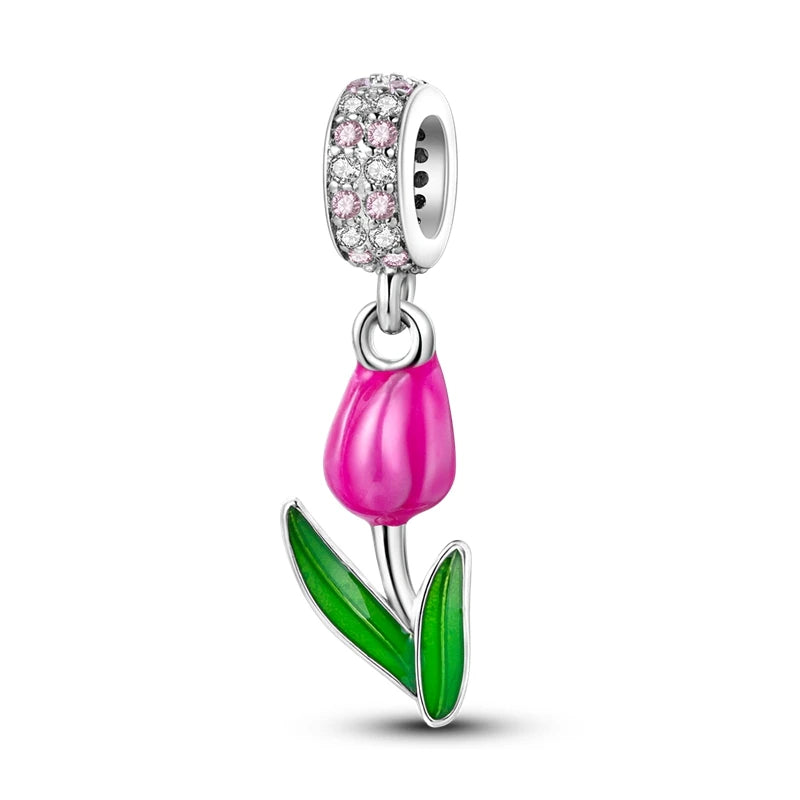 925 Sterling Silver Charm Holder Set – Bag Charm & Key Ring for DIY Jewelry