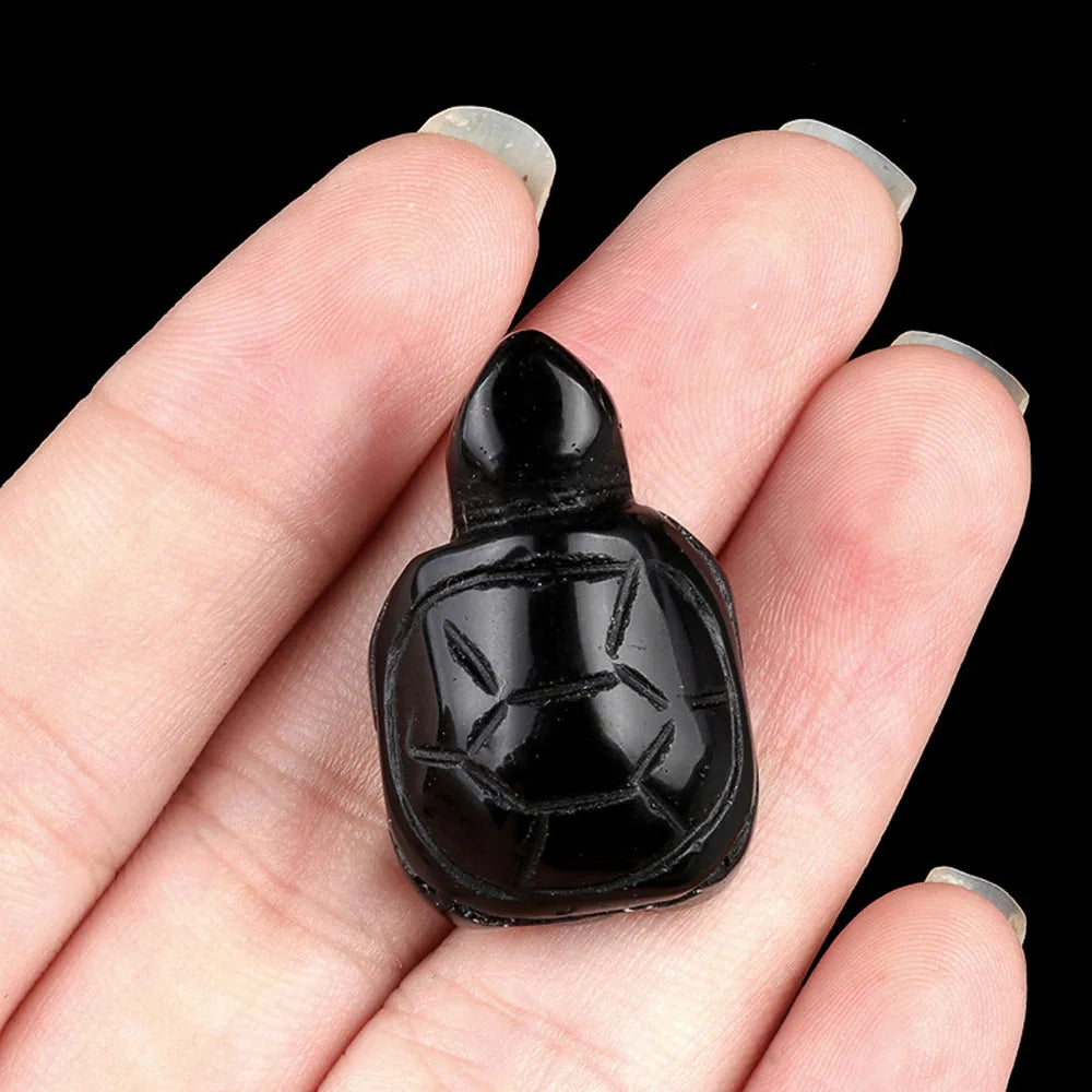 Natural Crystal Turtle Carving – Mini Gemstone Animal Figurine