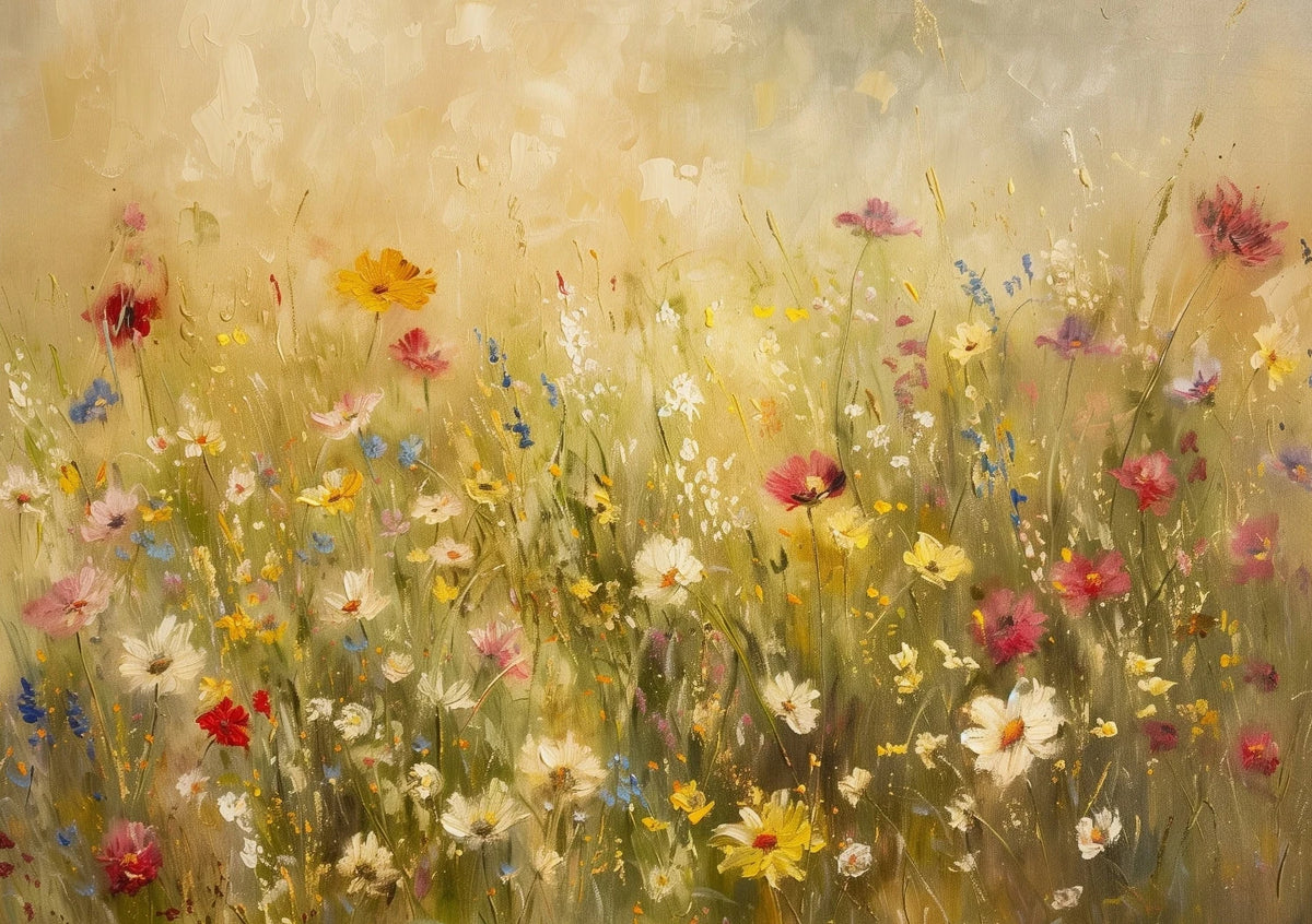 Wildflower Meadow Canvas Print | Unframed Countryside Wall Art