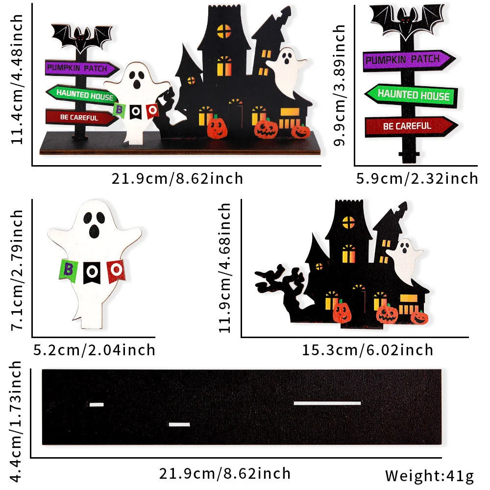 Halloween Haunted House 2D Wooden Centerpiece | Spooky Table Decor | Family Gathering Display