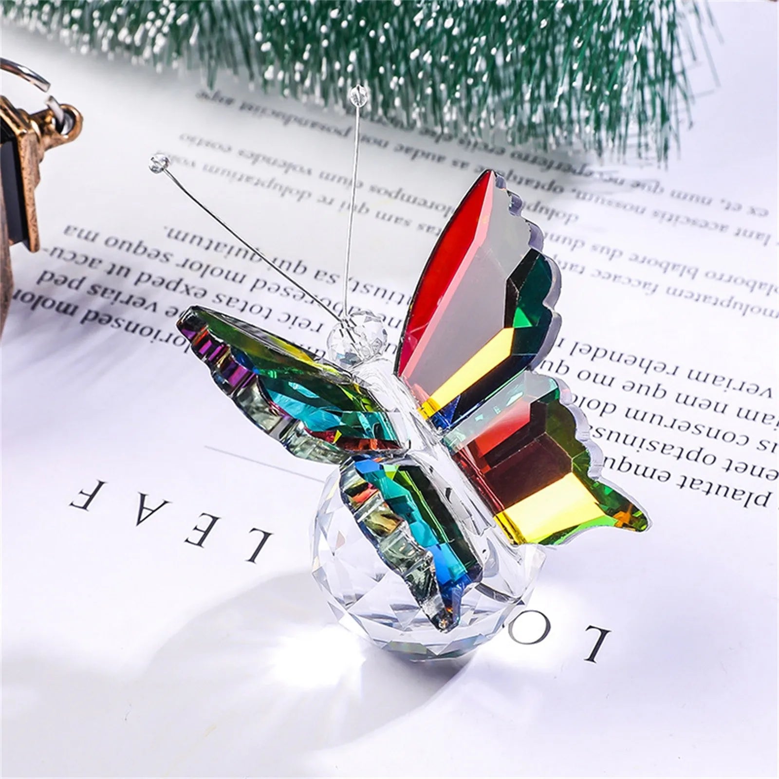 Crystal Cut Butterfly Ornament — Glass Figurine Desk & Home Décor
