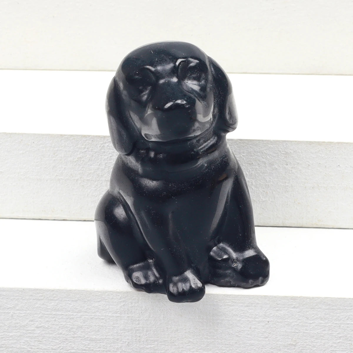 Mini Sitting Puppy Figurine | Stone & Opalite Options