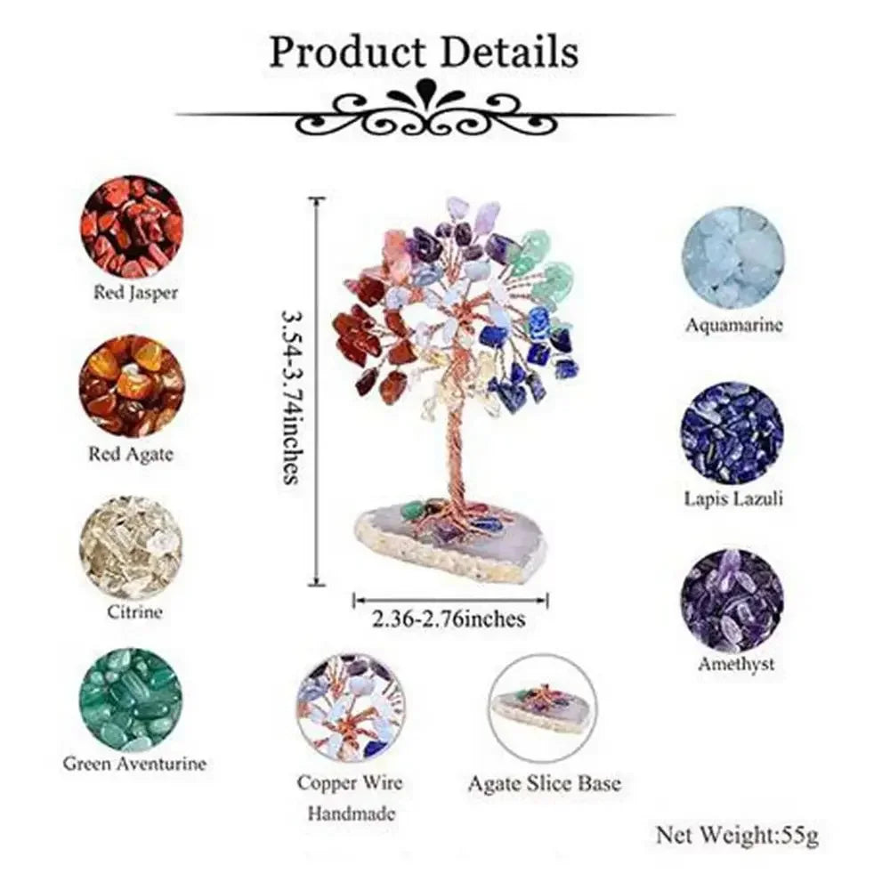 Crystal Money Tree — Feng Shui Gemstone Tree with Agate Slice Base