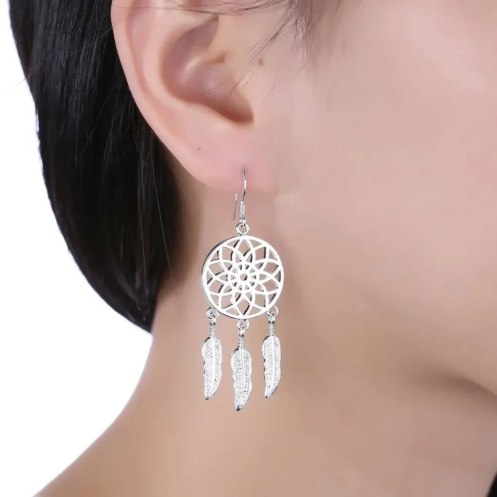 925 Sterling Silver Dreamcatcher Earrings