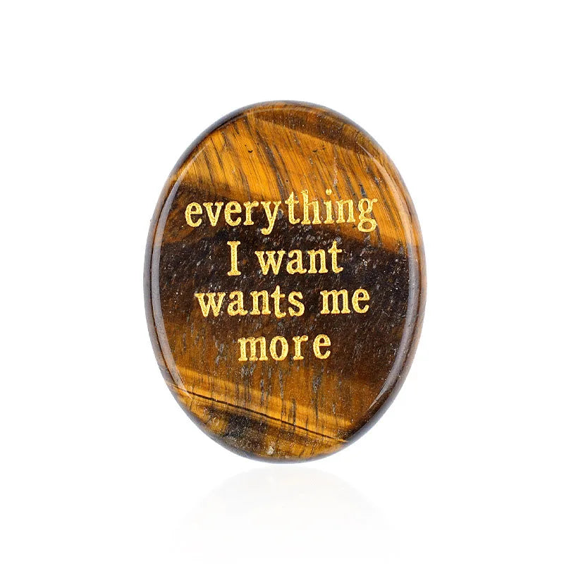 Crystal Worry Stone | Engraved Healing Stone for Meditation & Chakra Balance