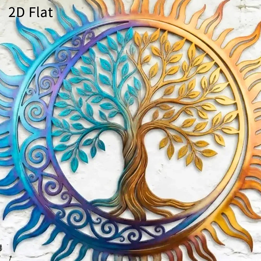 Tree of Life Sun & Moon Metal Wall Art