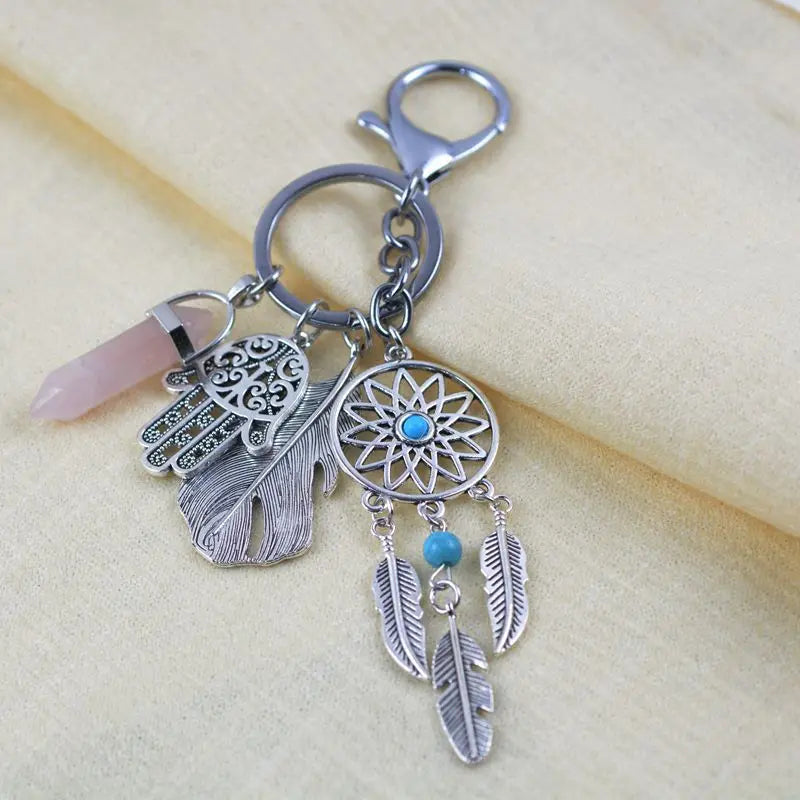 Dreamcatcher Keychain & Bag Charm — Boho Feather Accessory