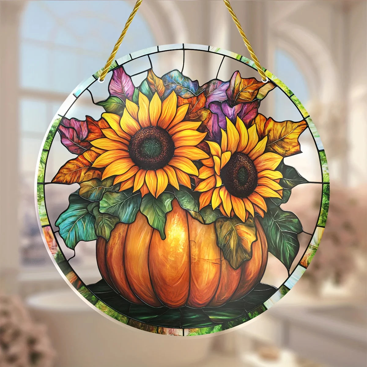 Fall Pumpkin Acrylic Suncatcher — Colorful Window Hanging for Autumn & Halloween Décor