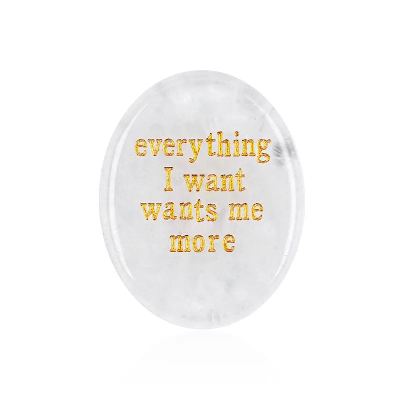 Crystal Worry Stone | Engraved Healing Stone for Meditation & Chakra Balance