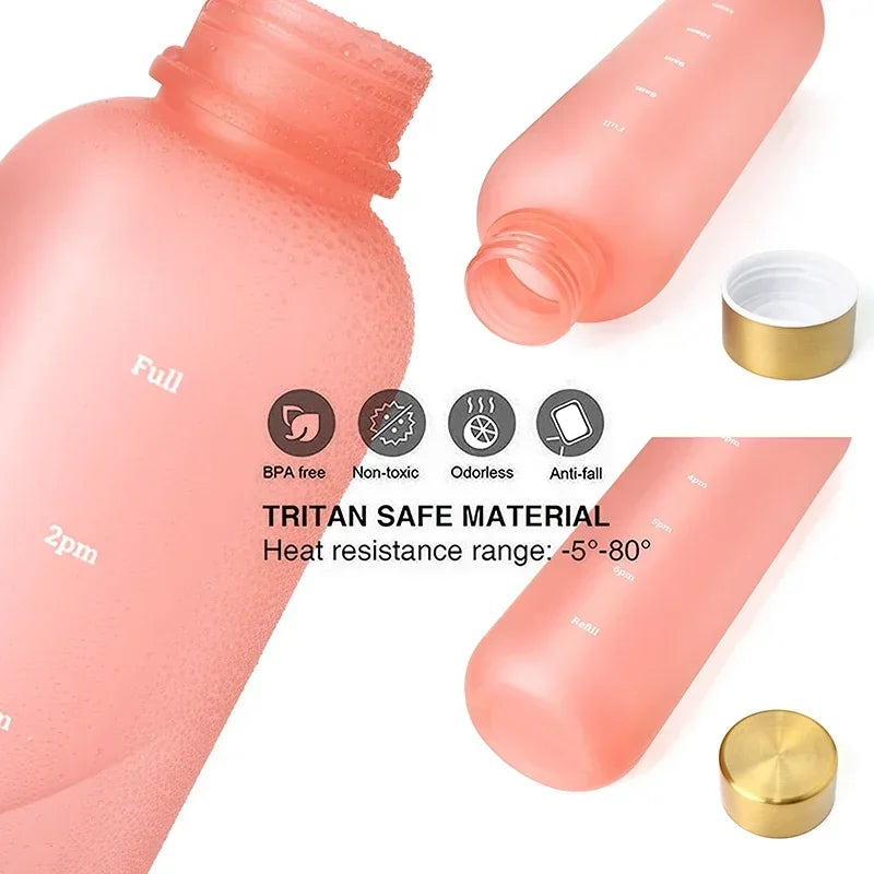 1L Time-Marker Water Bottle | Matte & Two-Tone Colors