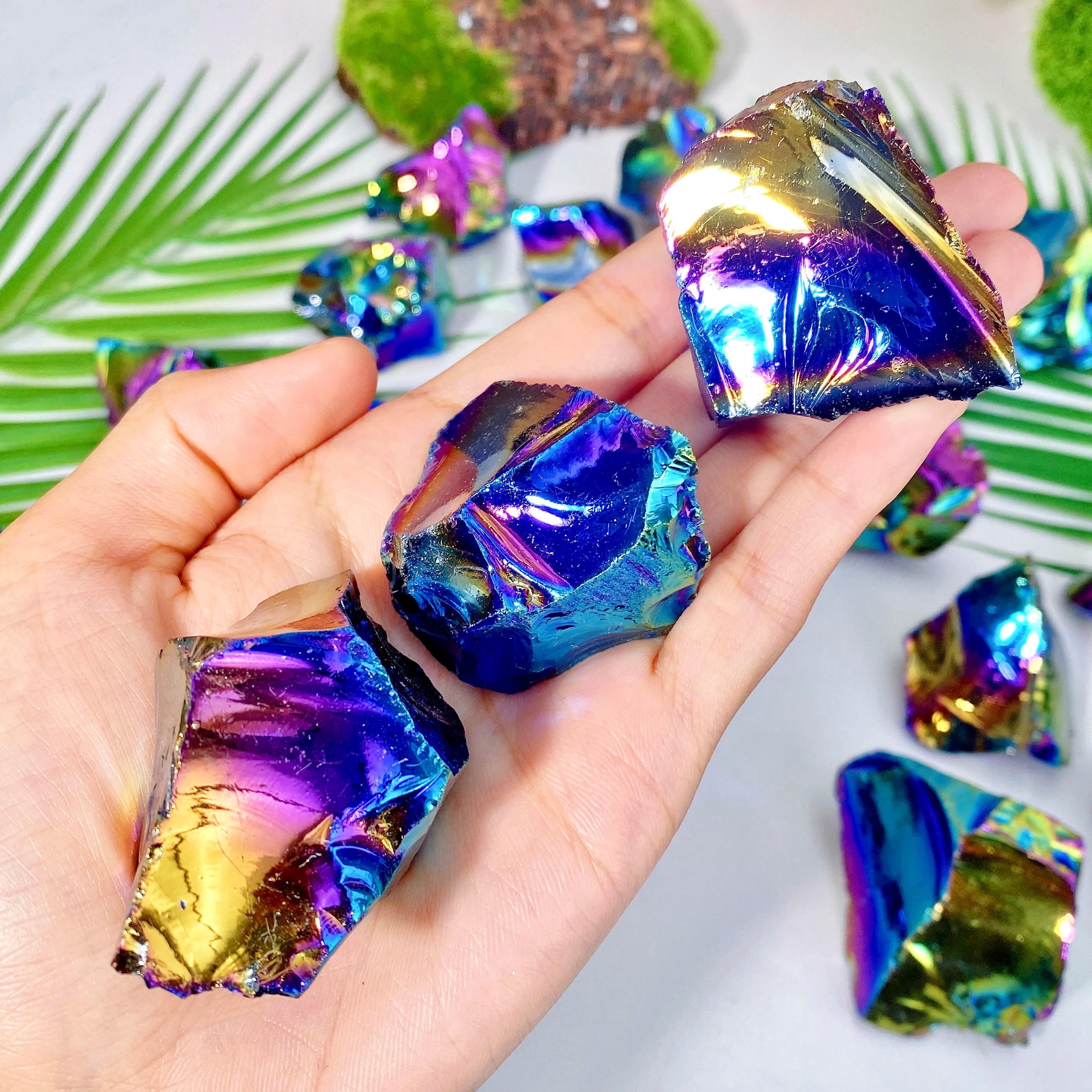 Rainbow Angel Aura Obsidian Crystal Raw Stone