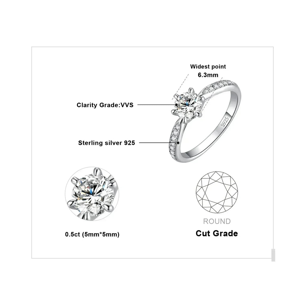 Starlight Round Moissanite Sterling Silver Ring