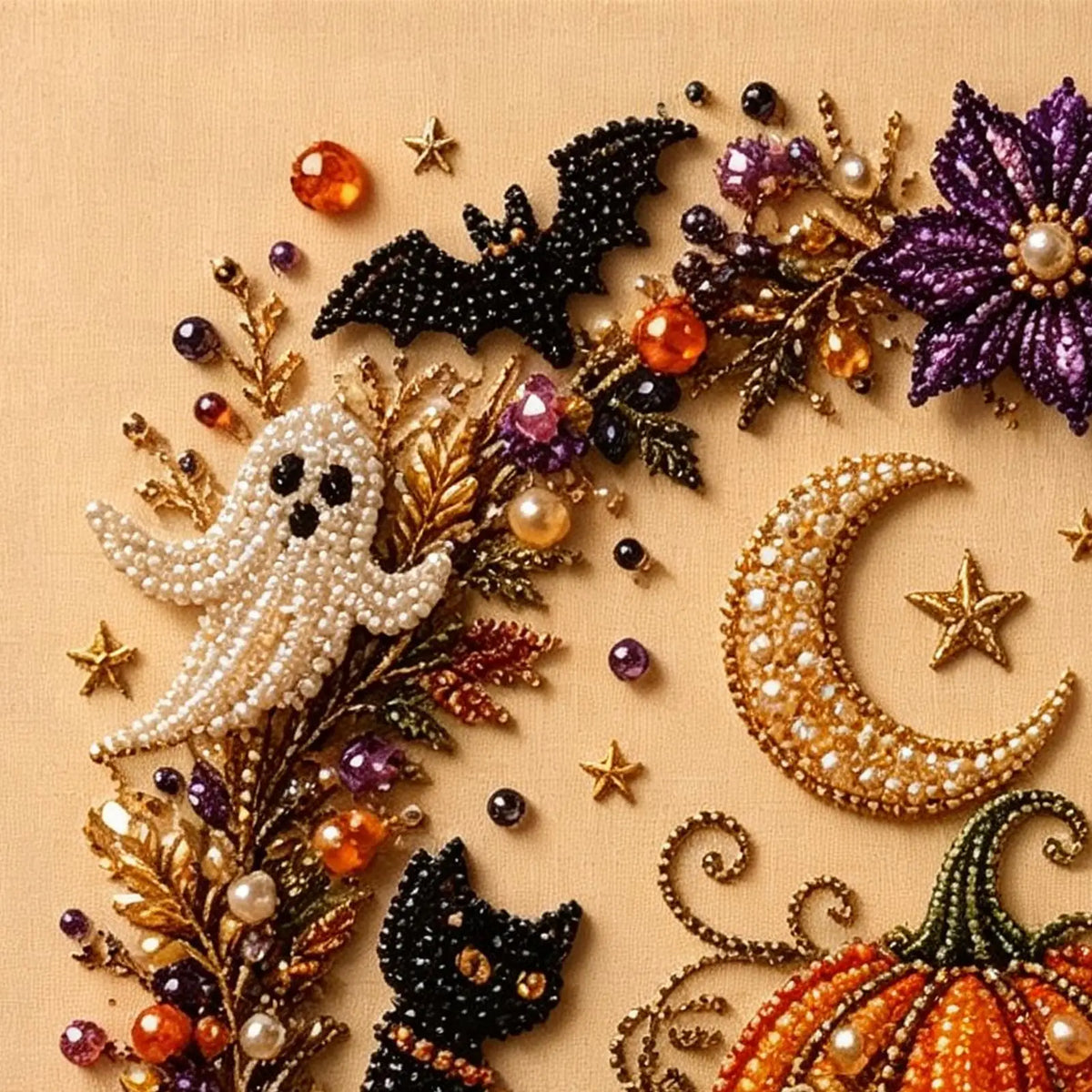 Halloween Ghost Pearl Painting Kit | DIY 3D Glow Mosaic Craft