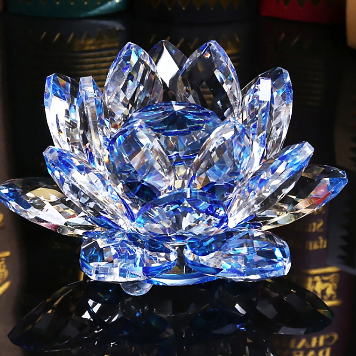 Crystal Lotus Flower Figurine | Sparkling Glass Décor in 8 Colors