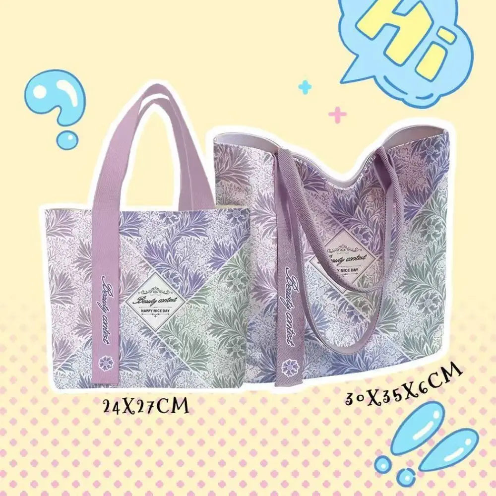 Purple & Green Botanical Canvas Tote | Two Sizes