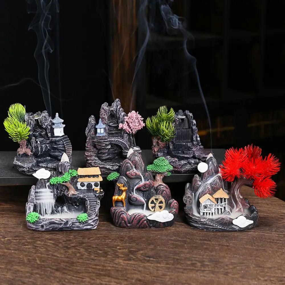 Waterfall Backflow Incense Burner – Resin Incense Holder for Home & Office