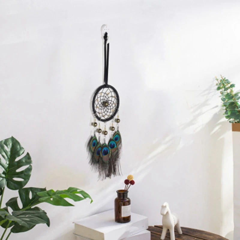 Mini Dream Catcher Feather Pendant — Car Charm, Wind Chime & Wall Hanging