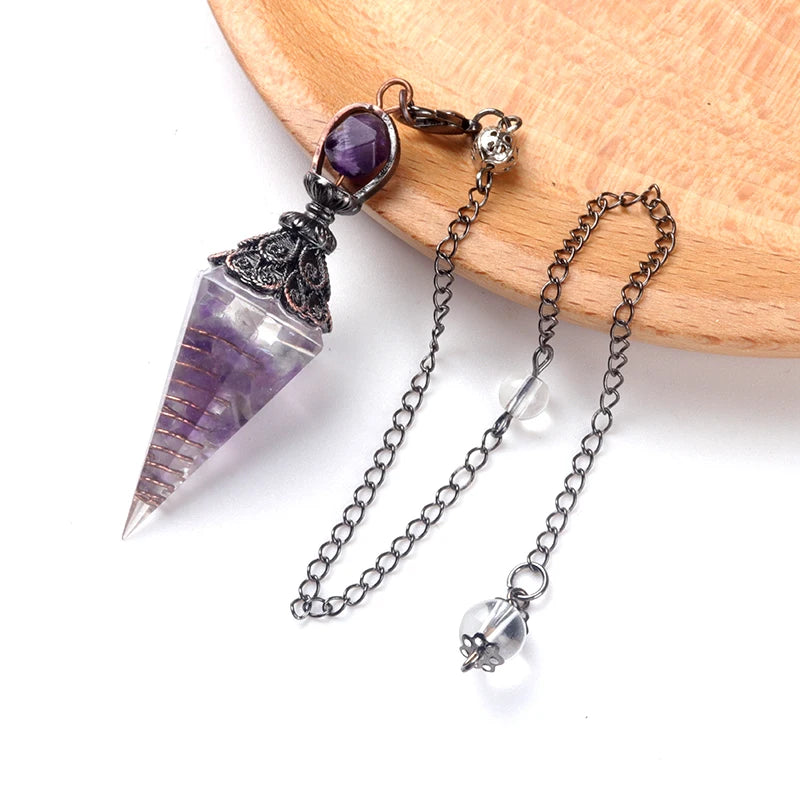 Crystal Pendulum Pendant | Natural Stone Dowsing Necklace