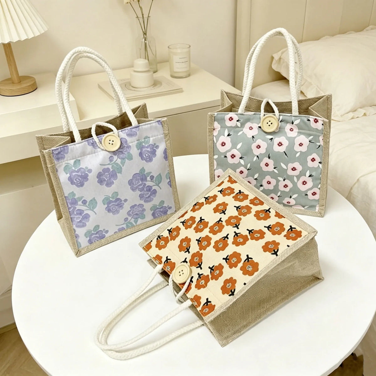 Mini Floral Linen Handbag | Boho Square Bag for Women | 6 Styles