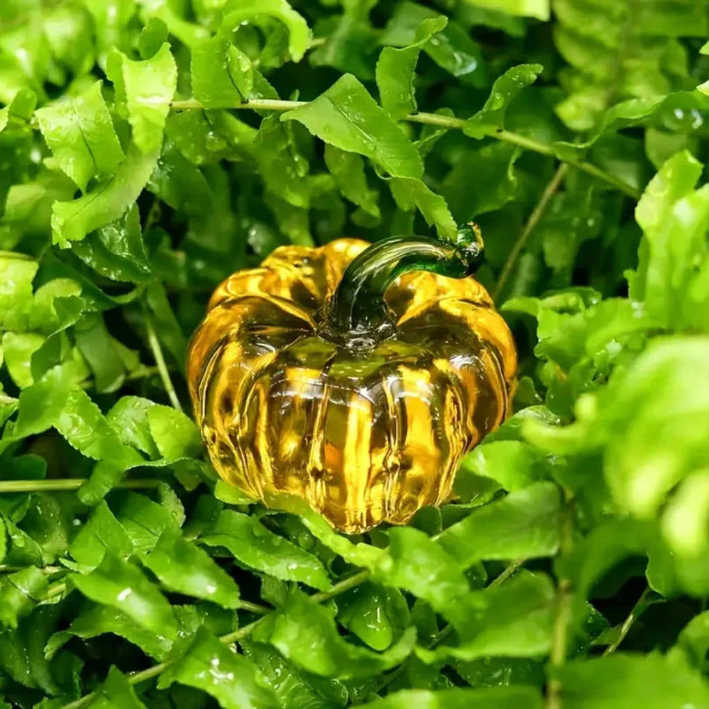 Handmade Crystal Glass Pumpkin Figurine | Halloween & Autumn Home Decor