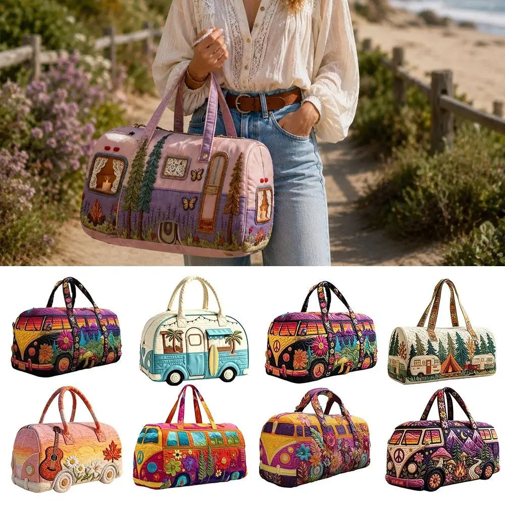 3D Quilted Duffle Bag | Boho Travel & Gym Tote