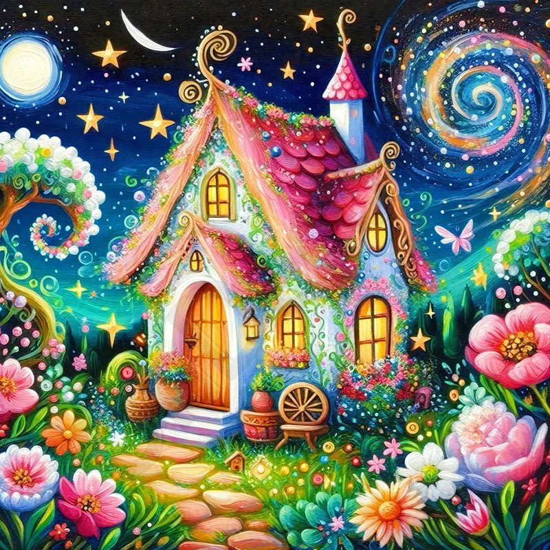 Cute Scenic Diamond Painting Kit | Full-Drill Round Diamonds