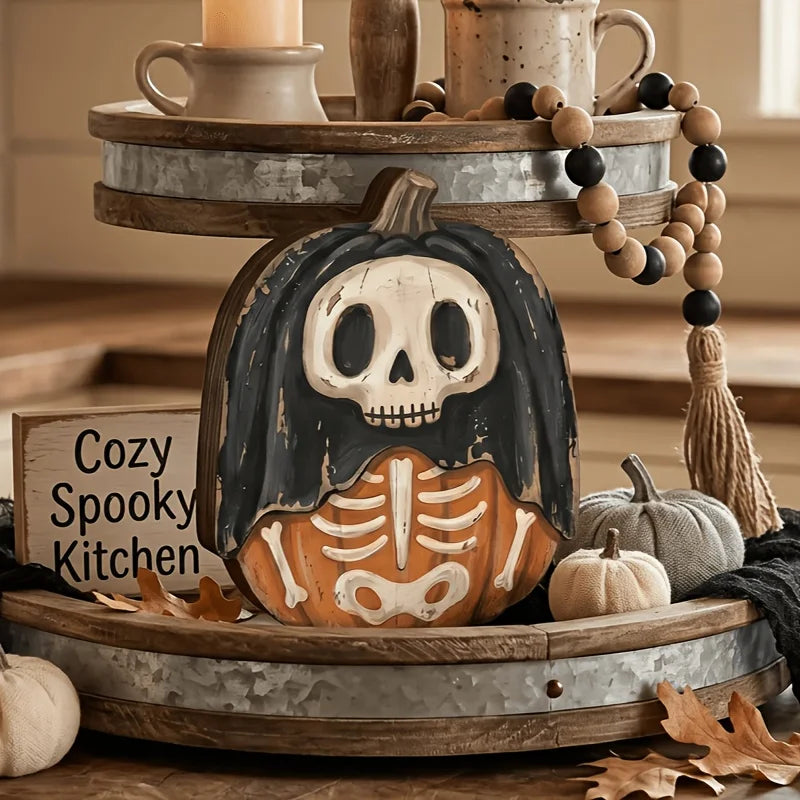 Halloween Retro Wooden Block Decor | Ghost, Black Cat, Pumpkin & Witch Figures