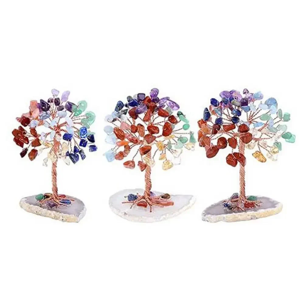 Crystal Money Tree — Feng Shui Gemstone Tree with Agate Slice Base