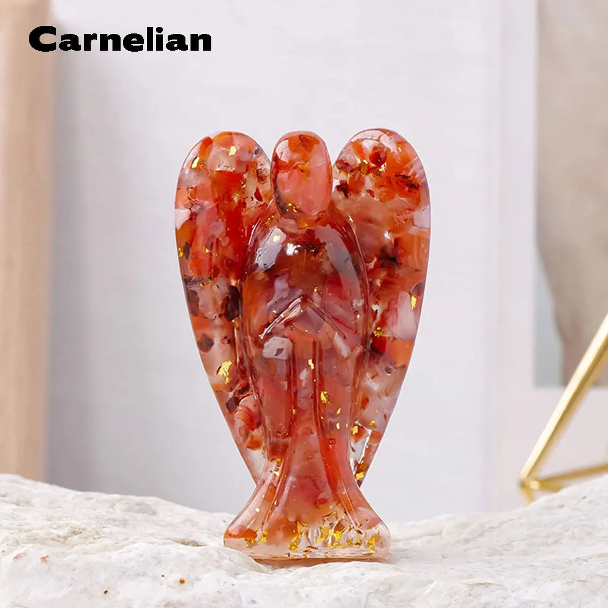 Crystal Gravel Resin Guardian Angel Figurine — Healing Stone Decor & Gift