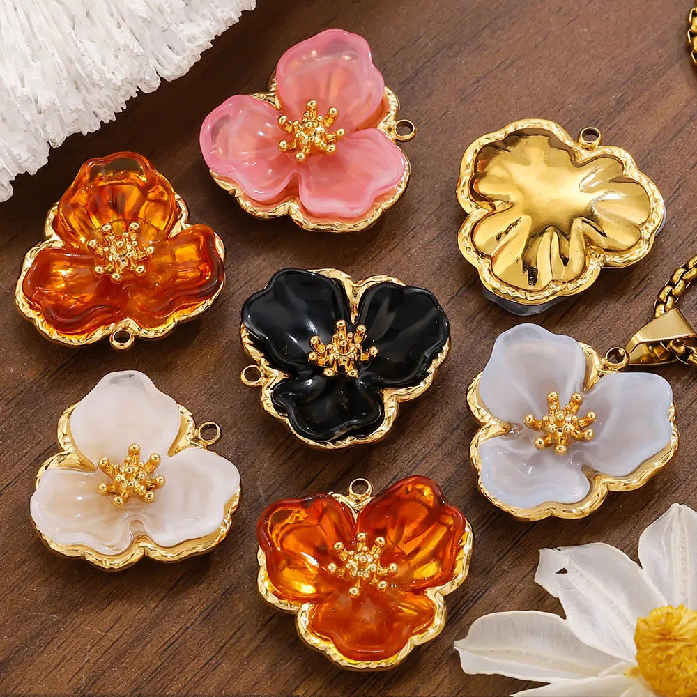 Hibiscus Flower Pendant Charms for DIY Jewelry