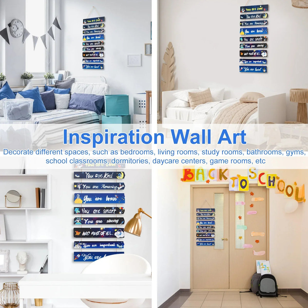 Kids Inspirational Wooden Wall Art — Space & Dream Themed Bedroom Decor