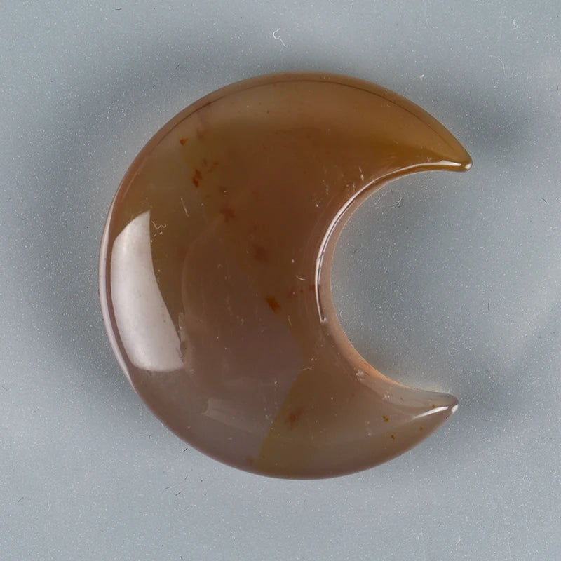 Natural Crystal Moon Ornament | Hand-Carved Healing Stone · 9 Varieties